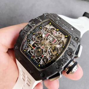 Montre mécanique pour homme, élégante et unique, 011, en forme de baril, en fibre de carbone, avec grand calendrier, chronographe, pour les affaires - Product Image 2