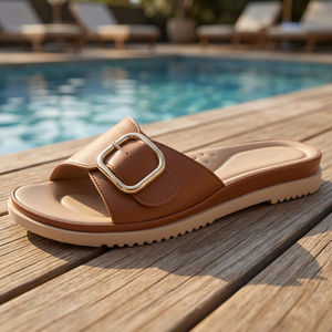 Mules décontractées tendance pour femme, tailles 41-42, été-printemps, plage, bout ouvert, à enfiler, sandales plates, dessus en PU, avec nœud - Product Image 3