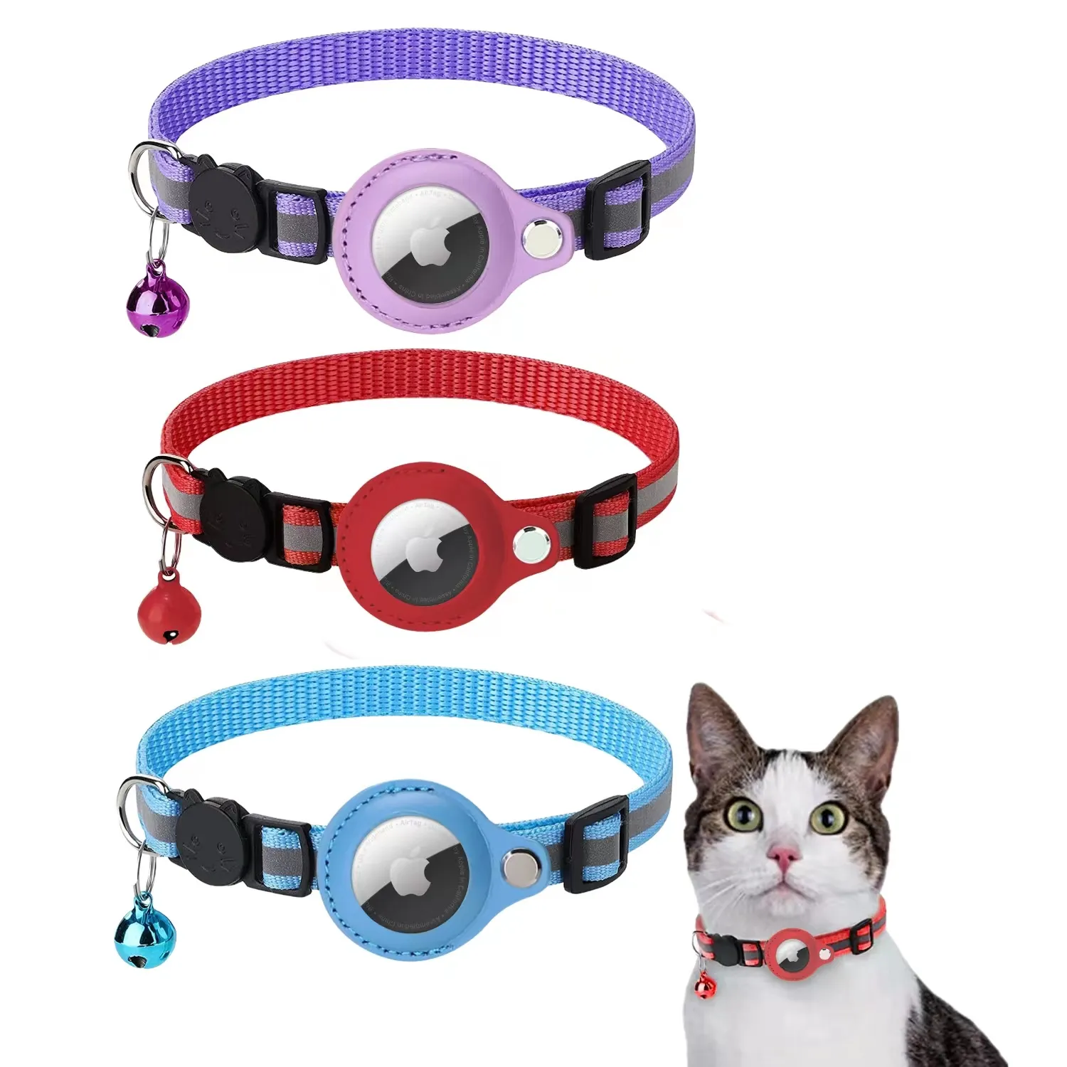 Hot Selling Cat Collar Apple AirTag Available Prevent Lose Multi Color Adjustable Collar For Pet Cat