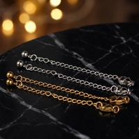 Chaîne d'extension en acier inoxydable plaqué or 18 carats avec fermoir mousqueton, chaîne de finition pour kit de bijoux DIY faits à la main, vente en gros