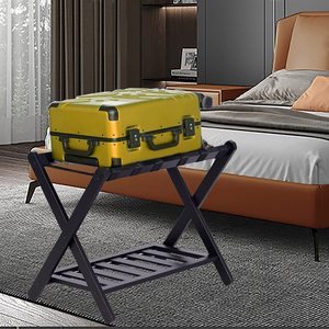 <span class=keywords><strong>Porte</strong></span>-bagages en bambou de couleur personnalisable pour chambre d'amis, chambre à coucher, chambre d'hôtel avec étagère - Product Image 4