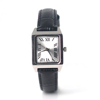 Montre minimaliste carrée en acier inoxydable Rebirth 002, bracelet en cuir PU original, montre à quartz pour homme d'affaires, bracelet assorti pour femme