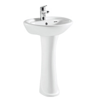 Fabrication de cuvette sur pied complète Lavabo à main Salle de bain Hôtel Cuvette ronde en céramique la moins chère