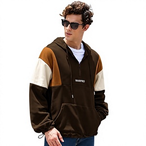Premium Unisex Color Block Half <b>Zip</b> Fleece <b>Hoodie</b> Warm Casual Winter Pullover Sweatshirt Kangaroo <b>Pocket</b> 100% Cotton - Product Image 5