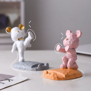 Yaratıcı ve Sevimli Ayı Art Deco Natürmort Reçine Telefon Standı Masaüstü Dekorasyonu - Product Image 3