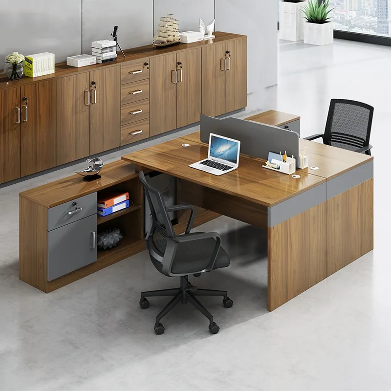 Nuovi mobili da ufficio in legno di lusso divisorio per ufficio modulare 2 posti a sedere tavolo postazione di lavoro