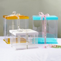 Boîte à Gâteau d'Anniversaire Cadeau Haute Qualité 12 Pouces en PET Transparent, Boîtes Claires en Plastique PVC pour Emballage de Gâteau