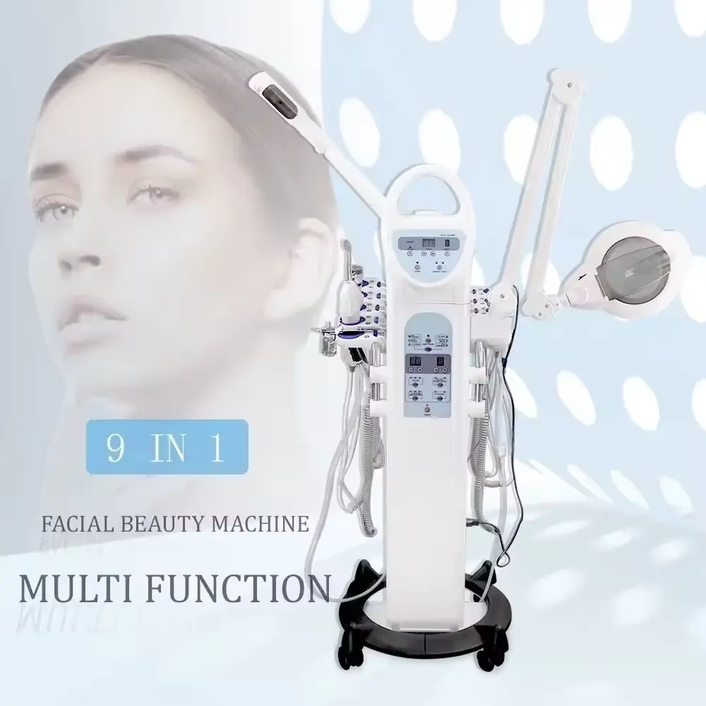 microcurrent facial care device multifunctional 9in1 RF skin lift beauty salon machine ultrasonic facial steamer