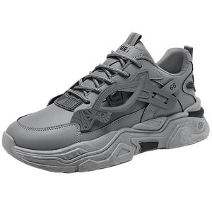 รองเท้าผ้าใบผู้ชายแบบผูกเชือก ระบายอากาศได้ดี สวมใส่สบาย สีขาว ทันสมัย ใช้งานได้หลากหลาย เพิ่มความสูง รองเท้าลำลอง รองเท้าวิ่ง รองเท้าสไตล์ Dad Shoes ใส่ได้ทุกฤดู - Product Image 5