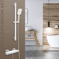 Européenne De Luxe Robinet Thermostatique de Douche Carrée Coulissante Barre à 3 Spray Pomme De douche À Main