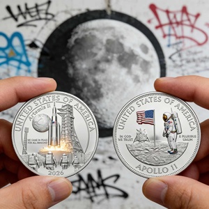 Pièce de monnaie commémorative 3D de l'atterrissage de la NASA sur la Lune en 1969 (<span class=keywords><strong>Apollo</strong></span> <span class=keywords><strong>11</strong></span>) - Cadeau de collection pour les passionnés d'exploration spatiale - Product Image 2