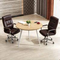 Ensemble de table et chaises de conférence circulaires en bois minimaliste pour bureau, 2 à 4 places, personnalisable pour la réception et les négociations