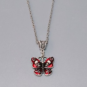 Collana con Ciondolo a Catena a Maglie Sportiva Nera di Halloween, alla <span class=keywords><strong>Moda</strong></span> ed Esagerata, con Specchio Magico, Cuore, Farfalla, Teschio e Croce - Product Image 6