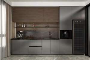 Muebles de Comedor Modernos con Gabinetes de Cocina de Madera Maciza y Isla con Fregadero de Mármol - Product Image 2