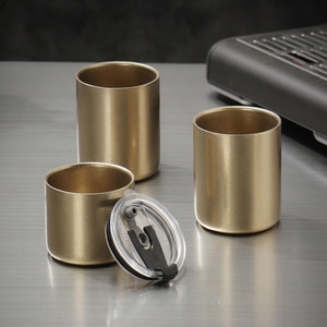 Tasse à café vintage en acier inoxydable avec couvercle <span class=keywords><strong>double</strong></span> <span class=keywords><strong>paroi</strong></span> 250ml 380ml <span class=keywords><strong>verre</strong></span> à <span class=keywords><strong>thé</strong></span> pour expresso bière eau boisson complète - Product Image 1