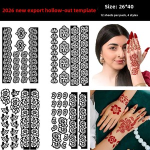 Plantilla de tatuaje semipermanente de henna en papel con diseño floral bordado, estilo del Sudeste Asiático - Product Image 5