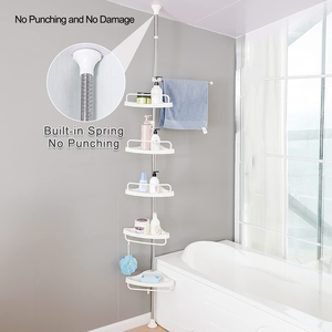 <span class=keywords><strong>Étagère</strong></span> de douche d'angle <span class=keywords><strong>télescopique</strong></span> pour salle de bain, support de douche à 4 niveaux en plastique, porte-savon - Product Image 6