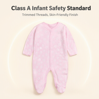 Vente chaude : Combinaison pour bébé en coton doux à manches longues, barboteuse à pieds, vêtements de nuit pour nouveau-né, OEM