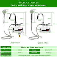 Robinet chauffe-eau électrique instantané 220v 3000W, vente chaude, chauffe-eau instantané électrique pour salle de bain et cuisine