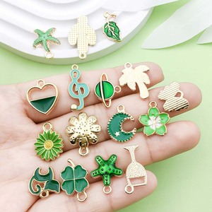 Green Alloy Pendant Charms Mixed Shapes For DIY Bracelet <b>Necklace</b> Jewelry Accessories Zinc Alloy Oil Dripping Finish - Product Image 2