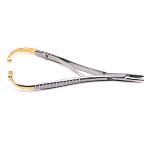 Porte-aiguille chirurgical dentaire essentiel 140 mm en acier inoxydable plaqué or, forceps orthodontique à pointes droites pour usage chirurgical - Product Image 2
