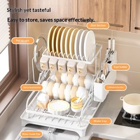 Égouttoir à vaisselle métallique détachable et antirouille, gain de place, pour comptoir de cuisine, solution de rangement pour bols, couverts et assiettes