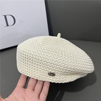 트렌디한 베레모 모자 여성용 일본식 통기성 아티스트 3D 자수 캐주얼 얼굴을 더 작게 보이게 하는 다용도 봄 가을 여름