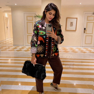 Chaqueta Bomber Bohemia Bordada y Acolchada con Parches, Cuello Camisero, Mangas Largas, Exterior de Algodón y Lana para Mujer, Estilo Otoñal - Product Image 1
