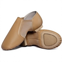 Chaussures de jazz unisexes pour enfants, dessus en cuir PU souple, à enfiler, semelle extérieure en daim et EVA résistante à l'abrasion