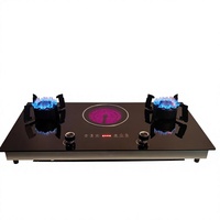 Table de cuisson vitrocéramique encastrable 3 brûleurs 5000W avec surface en verre trempé, à commande rotative, compatible gaz et électrique, pour usage domestique, modèle Magic Disc transfrontalier