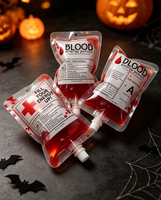 Pochette à boisson en plastique avec bec verseur, motif sac de sang de vampire d'Halloween, pour jus, boisson énergisante, emballage de boissons, design personnalisé