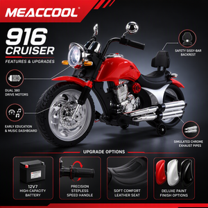 Moto électrique rouge classique pour enfants, style chopper, avec double échappement, homologuée <span class=keywords><strong>CPC</strong></span> - Product Image 5