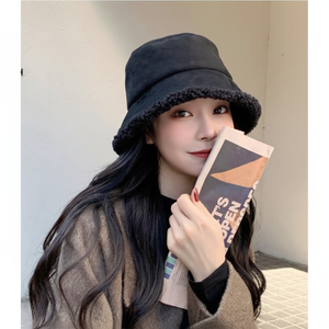 Cappello a secchiello in lana scamosciata alla moda invernale elegante cappello Poggle - Product Image 1