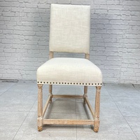 Chaises de salle à manger classiques en bois massif sculpté, avec dossier long, en lin, durables et personnalisables pour restaurants professionnels