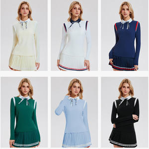 Set atasan dan rok tenis bergaya preppy dengan pita lepasan, warna-warni, modis, mewah, cocok untuk pickleball dan padel. - Product Image 4