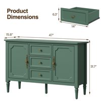 Armoire de rangement Combohome avec 2 portes et 3 tiroirs, buffet de style mid-century avec étagères réglables