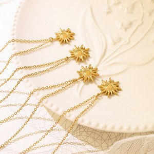 MICCI-collar con colgante de sol para mujer, cadena de clavícula estilo INS, acero de titanio, 18K, dorado, acero inoxidable - Product Image 3