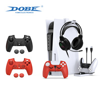 DOBE 7-in-1 PS5 Spielzubehör-Set mit Ladestation, Silikonhülle, Gaming-Kopfhörerhalterung und Thumbstick-Kappen für PS5
