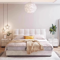 Ensemble de meubles de salon nordique, lit king size en tissu, bois de pin moderne, latex, luxe, chambre à coucher, lit réglable et confortable