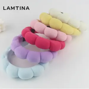 Hot Selling Fashion Style Soft Puffy Headbands Solid Colorful Twist Spa And Makeup Hairbands For Women Girls