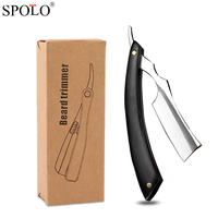SPOLO 08G Rasoir droit professionnel avancé en acier inoxydable pour barbier, couteau de rasage pliable pour la sculpture de la barbe