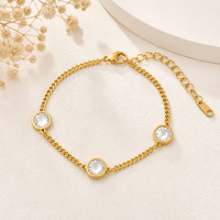 Bracelet gourmette en or SA Jewelry, acier inoxydable, zircon cubique transparent, serti géométrique, minimaliste, élégant, pour femmes, vente en gros, cadeau