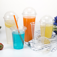 Gobelet jetable LOKYO 90 mm en PET transparent, 500 ml, pour boissons froides et bubble tea, avec couvercle en dôme, pour emporter
