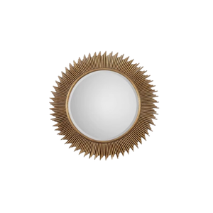 Espejo de Baño Redondo de Lujo Nórdico, Metálico, de 46 Pulgadas, 4.0 mm de Grosor, Color Dorado Sunburst, para Montar en la Pared, para Sala de Estar - Product Image 1