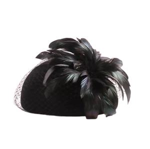 KDS1117124 Chapeau haut de forme en peluche britannique, nouveau modèle automne/hiver, design original, tendance, rétro, avec ceinture en maille et plumes décoratives, en pur laine - Product Image 5