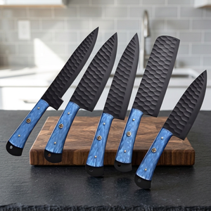 Kitchen Chef <b>Knife</b> <b>Set</b> with <b>Sharp</b> Stainless Steel Black Powder Coted Blades Comfortable Non Slip Handles for Daily Use - Product Image 2