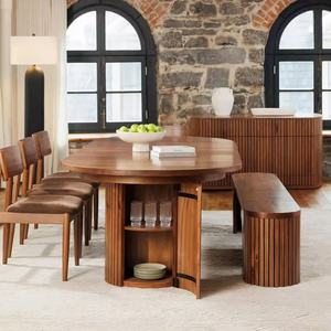 Tavolo da Gioco Multifunzionale Rotondo in Legno Massello 2026, da 1 a 3m, Varie Misure, Tavolo da Pranzo Allungabile per Casa e Feste - Product Image 2