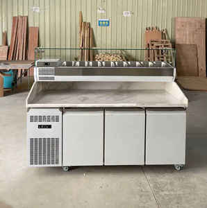 Đá Cẩm Thạch hàng đầu bánh Pizza chuẩn bị bảng tủ lạnh làm lạnh bánh pizza bàn làm việc truy cập thương mại thép không gỉ Pizza salad displayer - Product Image 1