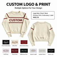 Pull en coton personnalisé avec logo pour femme, col rond de haute qualité, style preppy rétro, haut jacquard, tendance printemps-hiver