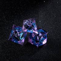 Ensemble de dés DND en résine transparente violette avec anneau bleu pour collection de cadeaux de joueur de jeux de rôle polyédriques